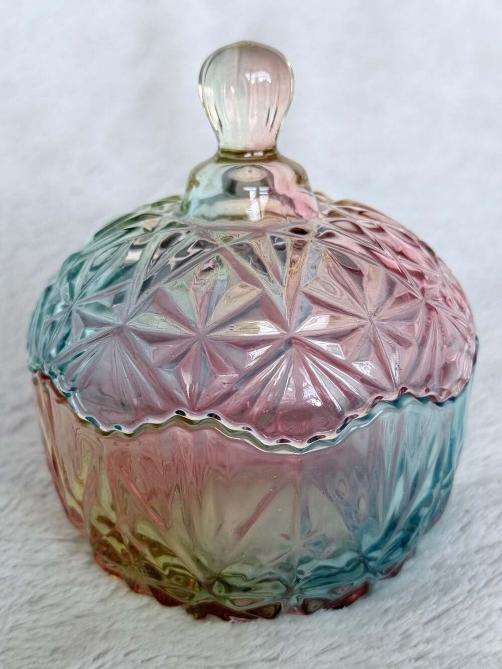 Legacy & Main Multicolor Embossed Glass Candy Dish with Lid
